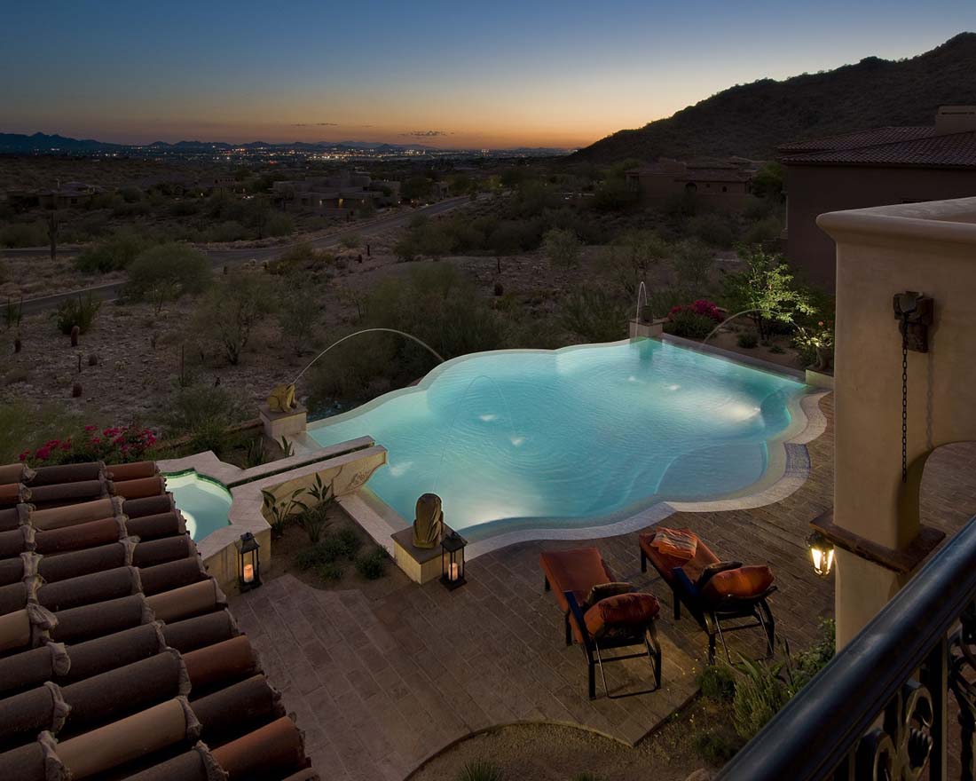 Spanish Colonial, McDowell Mountain, Swimming Pool, City Lights