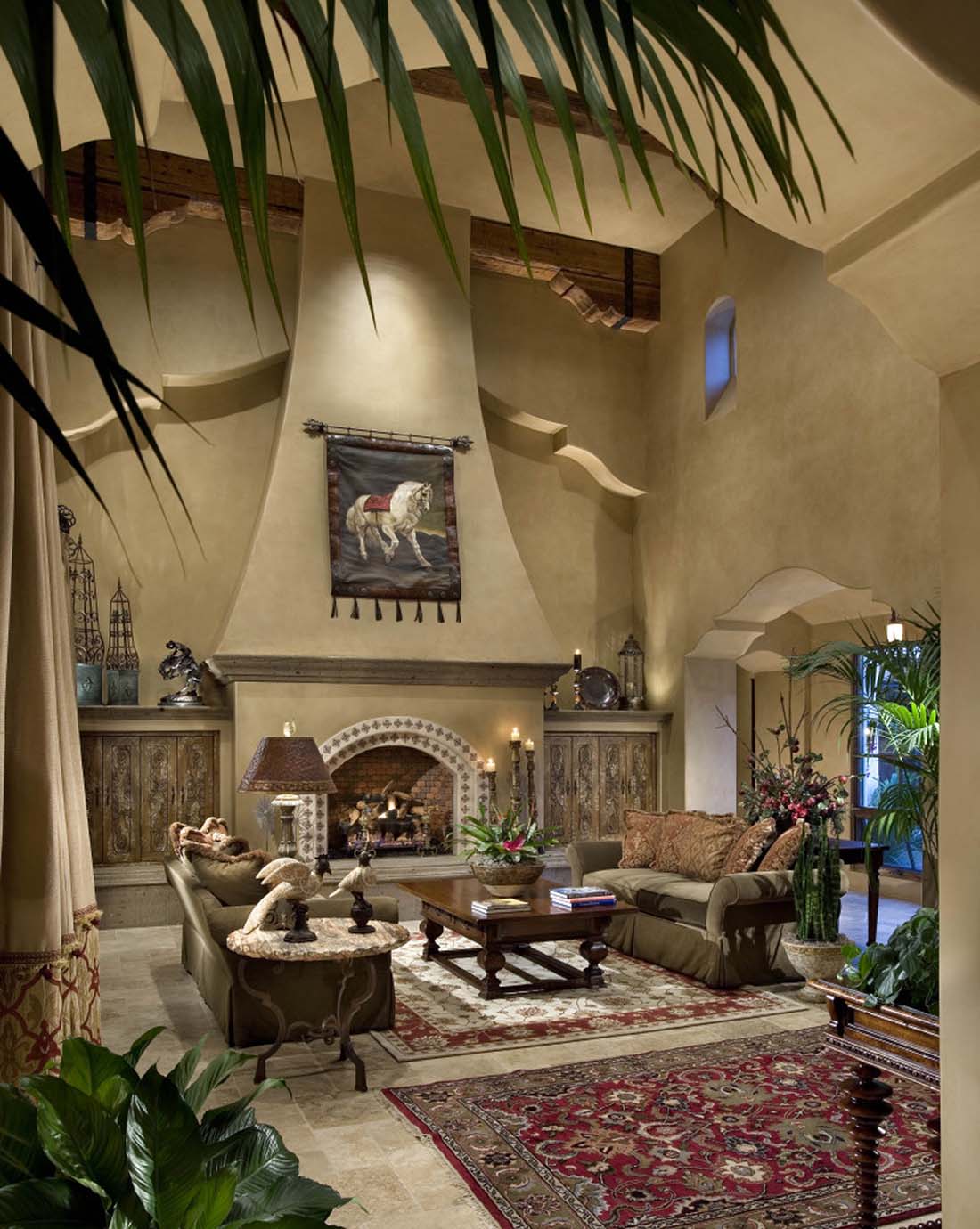 Spanish Colonial, McDowell Mountain, Fireplace, Arch