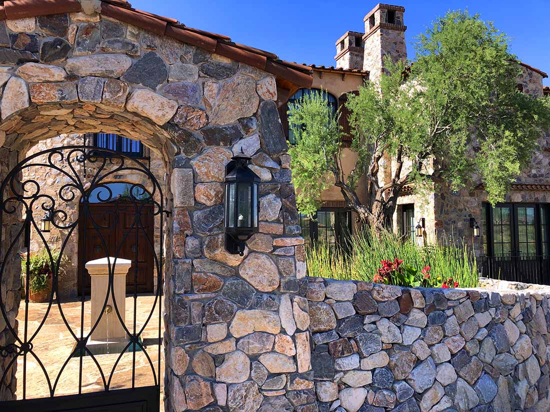 Mirabel, Italian, Farmhouse, Mediterranean, Entry Gate, Stone