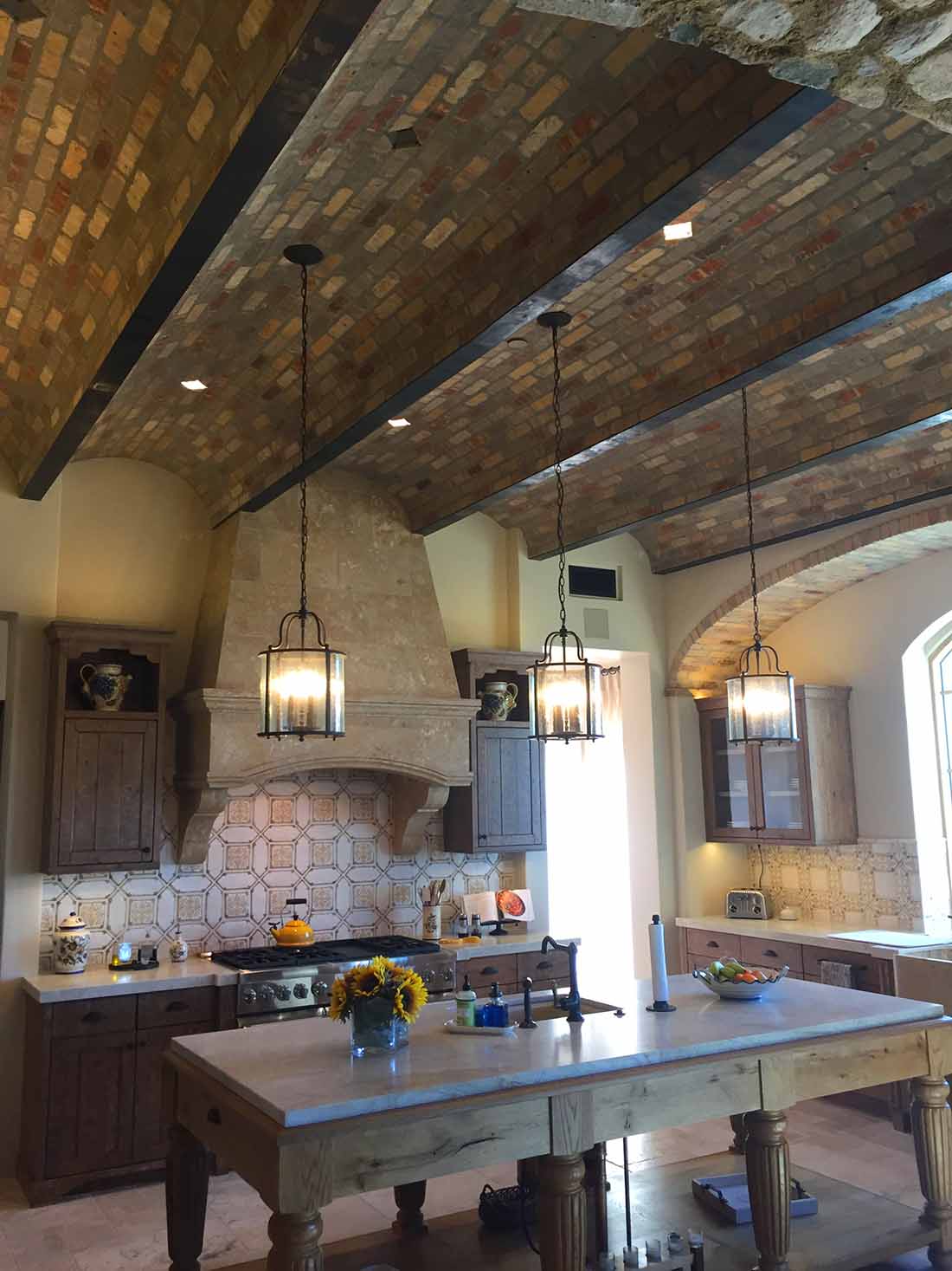 Mirabel, Italian, Farmhouse, Mediterranean, Kitchen, Brick Ceiling