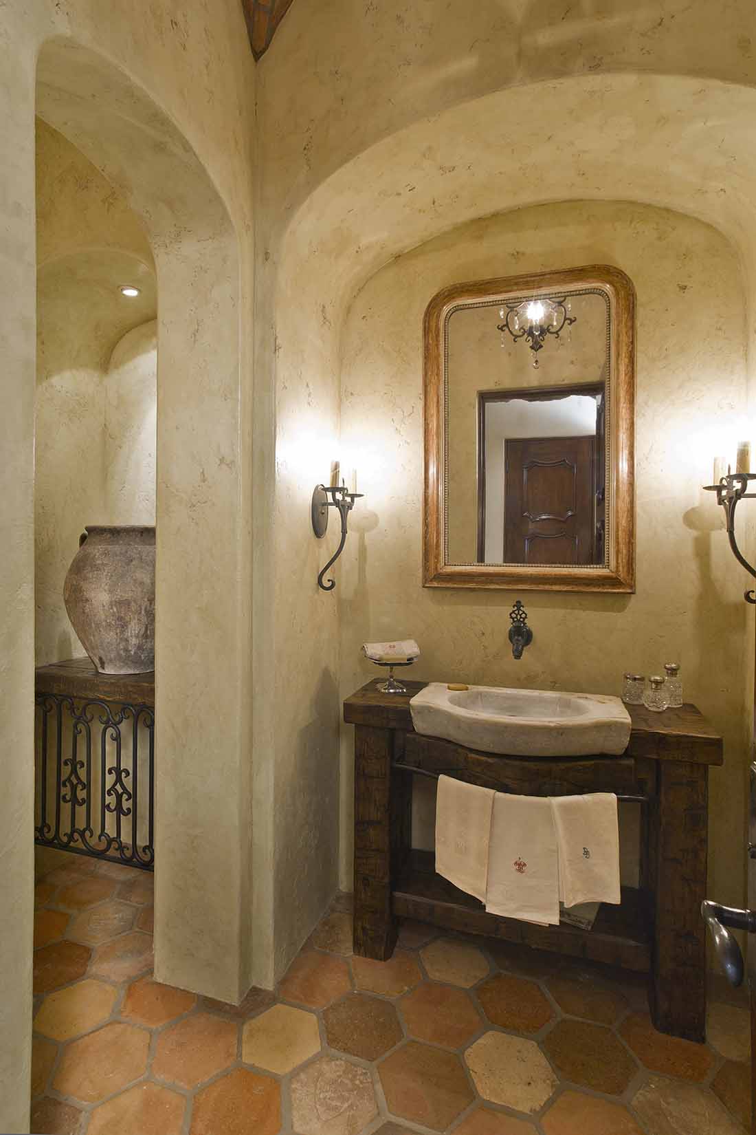 Mirabel, Italian, Farmhouse, Mediterranean, Powder Room